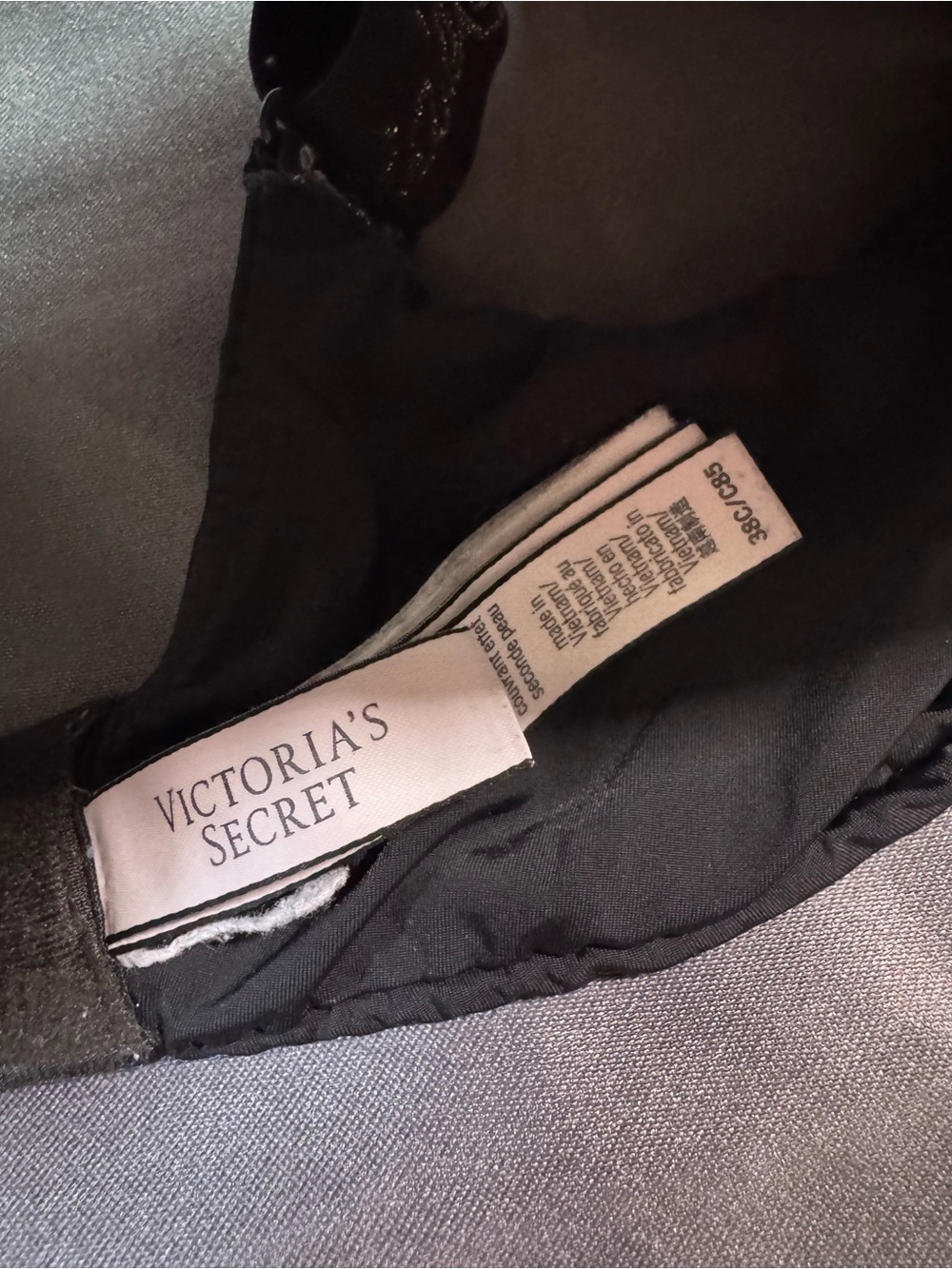 Victoria's Secret Black Padded T-Shirt Bra with Logo Straps - Picture 2 of 3